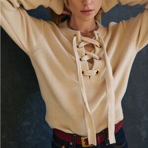 NWT Nation LTD Rory Cream Lace-Up Sweater